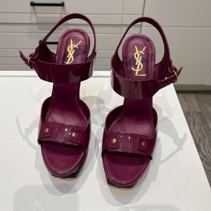 Yves Saint Laurent Rive Gauche Patent Leather Slingback Sandals